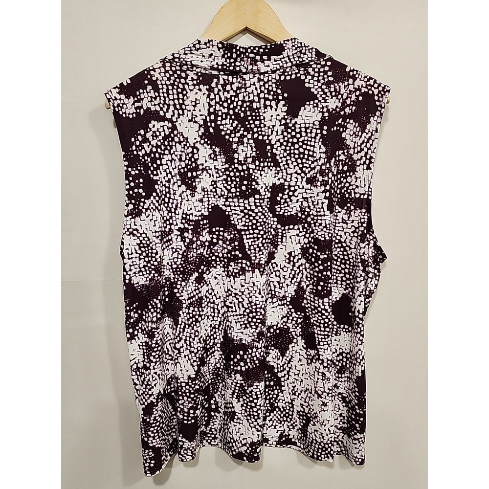 Calvin Klein NWT Blouse Womens 2X Purple/White,‎ Sleeveless V-neck - Picture 8 of 9